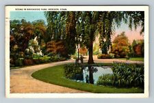Meriden CT-Connecticut, Scenic Brookside Park, Pond, Gents Vintage Postcard picture