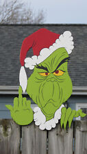 Grinch Fence Peeker Hand-Painted ........EASY INSTALL picture