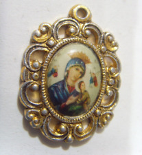 1930s antique catholic Saint Mary Baby Jesus religious pendant Italy 53238 picture
