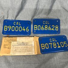 Vintage 1980's Blue & Yellow California MOTORCYCLE License Plates Lot Of 3 picture