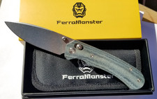 FerraMonster Spectrum Knife 3.25" 154CM Crossbar Blue Canvas Micarta Stonewash picture