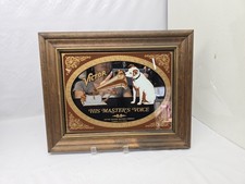 Vintage RCA Victor Nipper His Masters Voice Advertising Mirror Framed picture