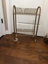 Vintage Mid Century Modern Record Holder Rack Stand LP Metal Wire Wheeled 45 33 picture