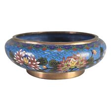 Chinese Cloisonne Bowl Chrysanthemum Enamel Blue China Early 20th C picture