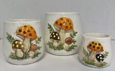 Vintage  Merry Mushroom Canister / Planter Set No Lids 1970s Sears Roebuck Japan picture