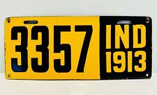 1913 Indiana Porcelain License Plate First Issue 3357 ALPCA Garage Decor picture