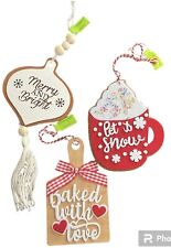 Wooden Christmas Tree Ornaments - Baked With Love, Let It Snow, Merry And Bright picture