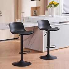 Bar Stools Set of 2 Modern Black PU Counter Height Barstool picture
