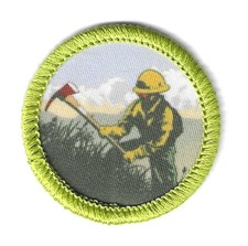 BSA WILDLAND FIRE MANAGEMENT MERIT BADGE MINT NEW TYPE M SCOUT AMERICA BACK picture
