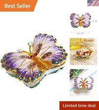 Butterfly Trinket Box Hinged Small Jewelry Bejeweled Trinket Boxes Figurine C... picture