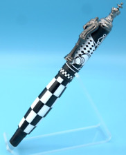 Chess Rollerball Pen in Gunmetal/Black Chrome/White with Chess Board Pen Body picture
