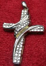 Bertha’s Vintage Sterling Sparkling Crystal Guadalupe Mexico Pilgrimage Cross #2 picture