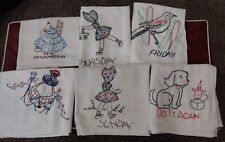 Vintage Embroidered  Kitchen Towels.  Wed*Thur*Fri* Sat* Sun* *Doggy picture