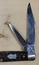Vintage Schrade 233 2 Blade Serpentine Jack Pocket Knife USA Delrin Handles picture