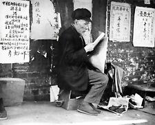 c.1920 SAN FRANCISCO CHINATOWN SCENE with CHINESE MAN READING NEWSPAPER~NEGATIVE picture