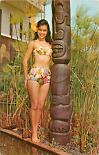 c1960s Miss Kauai (Elithe) And Tiki - Honolulu, Hawaii Postcard picture