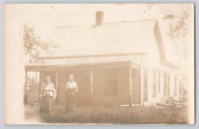 Postcard Rppc 2 women at a homestead, c1915 picture