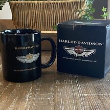 NOS HARLEY DAVIDSON 100th ANNIVERSARY 19oz Coffee Mug Cup w Pewter Medallion VTG picture