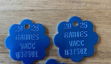 2 Pcs Aluminum 2025 Rabies Vaccination Dog Tags Vet Tag Dogs Cats picture