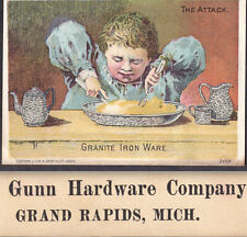Grand Rapids MI Gunn Hardware Kitchen Iron Ware Graniteware Victorian Trade Card picture