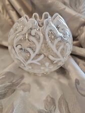 EAPG Northwood Glass Spanish Lace Brocade Rose Bowl Clear White Opalescent  picture