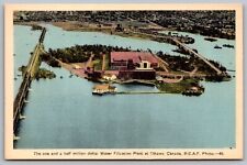 Water Filtration Plant Ottawa Canada RCAF Aerial View Bridge Waterfront Postcard picture