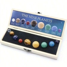 Solar System 9 Planets Natural Crystal Gemstones Ball Set picture