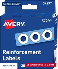 Avery Self-Adhesive Hole Reinforcement Stickers, 1/4" Diameter Hole Punch Reinfo picture