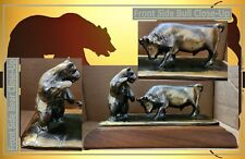 70s Bear Vs Bull Eternal Struggle Brass Wood Mounted Statue Austin Productions picture