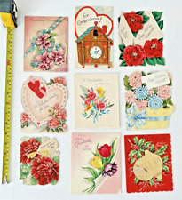 Vintage 1950s Mix Lot 9 50's Die Cut Birthday Valentine Gold Foil Glitter Cards picture