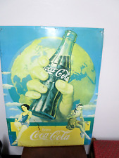 Coca-Cola Large Original Tin Sign Enjoy Coca-Cola All The Year Round 33 X 24” picture