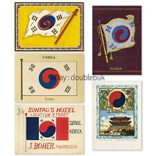 Set of 5 Korea Postcards: Vtg Korean Flag, Ideal for Postcrossers & Collectors picture
