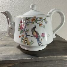 Vintage Teapot Bird & Flowers Gold Trim Porcelain picture
