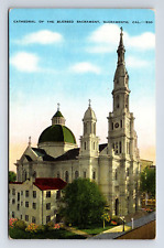 Cathedral of the Blessed Sacramento California CA Linen Postcard picture