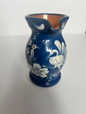 Vintage blue, white and orange pitcher. Handcrafted/painted. 6 inches tall picture