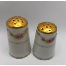  Vintage Set Salt Pepper Shakers Limoges France Hand-painted Roses Porcelain picture