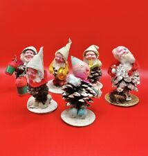 Lot Of 6 Vintage Christmas Pinecone Elf / Gnome (Japan & West Germany) Figurines picture