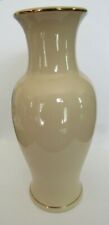 ROYAL HAEGER IVORY/CREAM W GOLD ACCENT GLOSSY 10 INCH POTTERY VASE VINTAGE W TAG picture