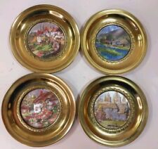 Vintage Brass Round Picture Frames Set of 4 England 6” Wall Art Manor Estate  picture
