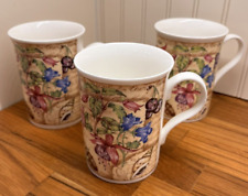 Lot of 3 Crown Trent Fine Bone China Mugs Floral Botanical Cups picture
