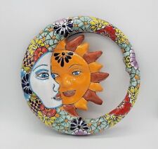 XLarge Sun & Moon Talavera Eclipse Handmade Terracotta Mexican Pottery 14.5