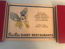 Vintage Bee Bee Dairy Restaurants Very Thin Paper Placemat 10” by 14