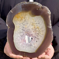 2.93LB Natural Beautiful Agate Geode Crystal Druzy Slice Extra Large Gemstone picture