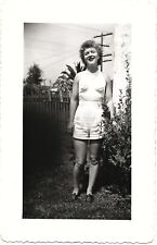 Vintage Old 1940s Photo of Pretty Blonde Girl Woman Wearing Halter Top & Shorts picture