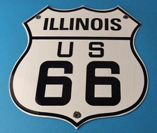 Vintage US Route 66 Illinois Sign - Porcelain Hwy State Road Gas Oil Pump Sign picture
