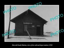 OLD LARGE HISTORIC PHOTO OF HARROLD SOUTH DAKOTA RAILROAD DEPOT STATION c1920 picture