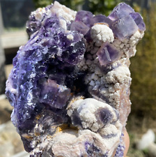 479g Natural Transparent Purple Fluorite Cube Quartz Specimen Crystal Cluster picture