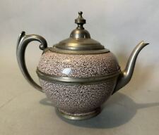 Primitive Antique Country Enamel or Granite Ware Sponge Decorated Teapot picture