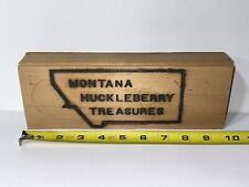 Vintage Montana Huckleberry Treasures Wooden Box with Pyrography Lettered Lid picture