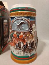 1997 BUDWEISER HOLIDAY STEIN - Clydesdales Horses Christmas Beer Mug w/ Box NEW picture